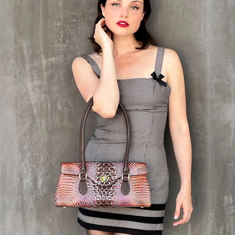 Y2K- Brown and Green Crocodile Pattern Handbag - Picture 10 of 10